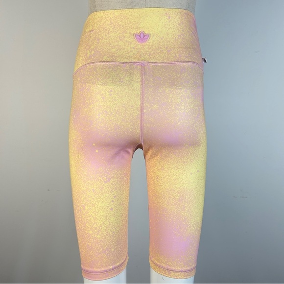 Adidas Women's Speckled Pink and Yellow Bike Shorts XS - Picture 1 of 10